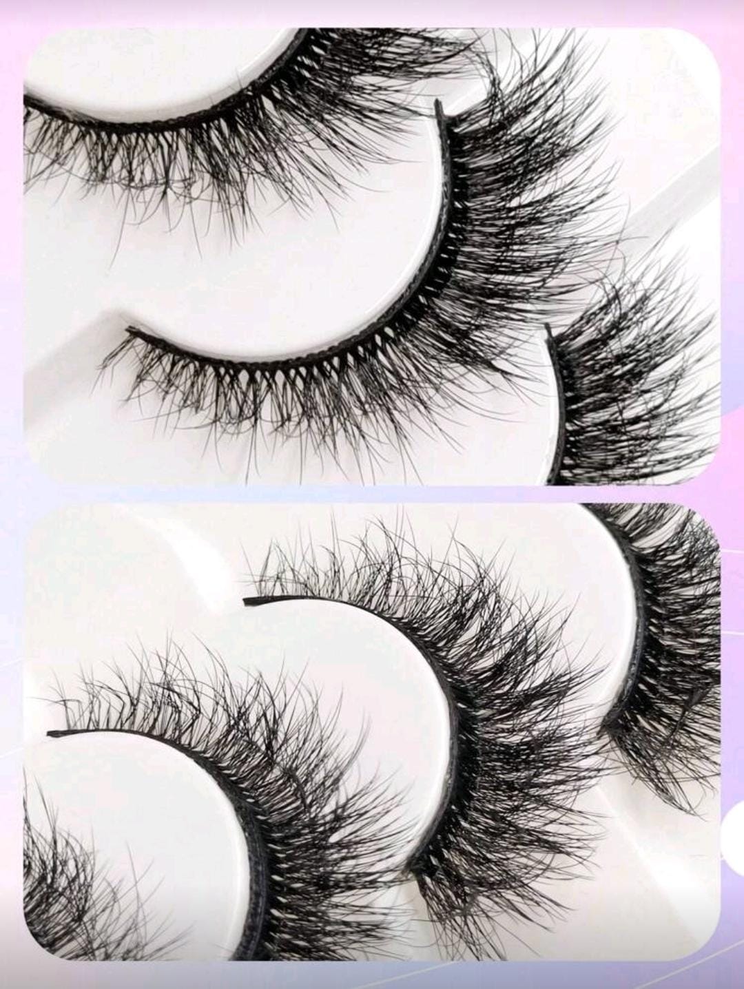 7 Pairs Cat-Eye Faux Mink Eyelashes Curled Winged Natural Realistic Messy End Eye Elongated Thick False Eyelashes Soft Fake Eyelashes Strip Lashes, Lashes, Eyelashes, Fake Lashes