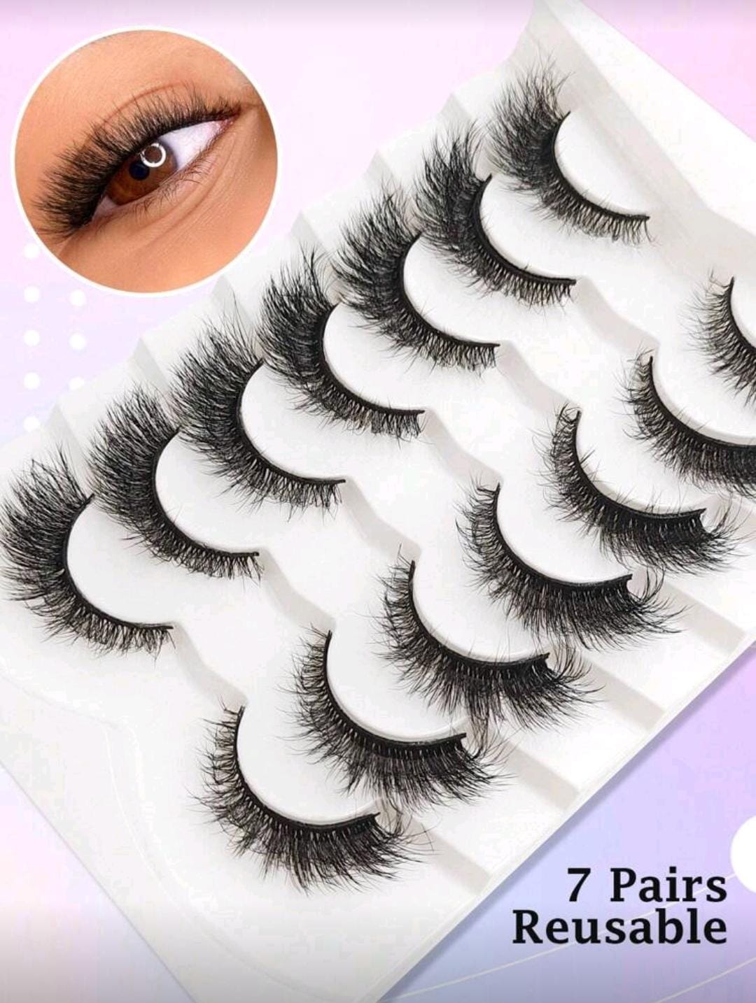 7 Pairs Cat-Eye Faux Mink Eyelashes Curled Winged Natural Realistic Messy End Eye Elongated Thick False Eyelashes Soft Fake Eyelashes Strip Lashes, Lashes, Eyelashes, Fake Lashes
