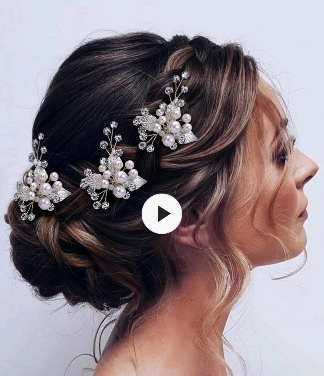 3pcs Faux Pearl & Leaf Decor Bridal Hair Pin For Wedding Elegant Tiaras