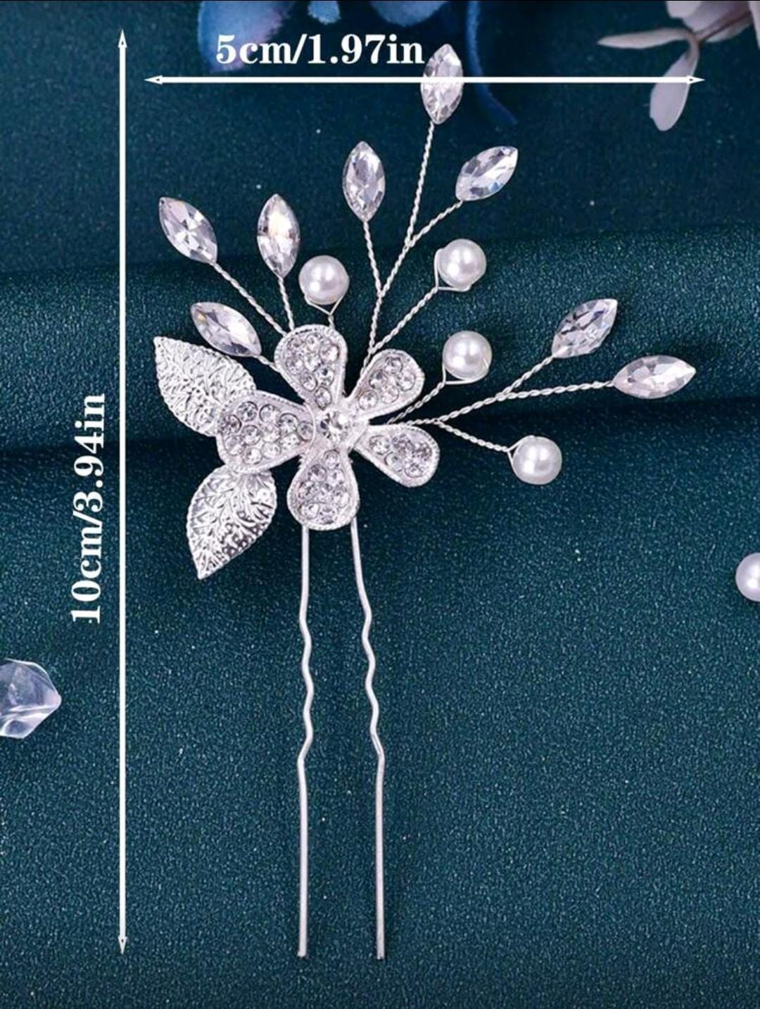 1pc Women's Handmade Silver Floral Rhinestone Inlaid U-Shaped Hairpin For Bridal Wedding Hair Accessory Elegant Hair Bun Hair Bun Maker Bun Hair Piece Hair Styling Pins, School Stuff, Flower , Vacation Outfits Woman