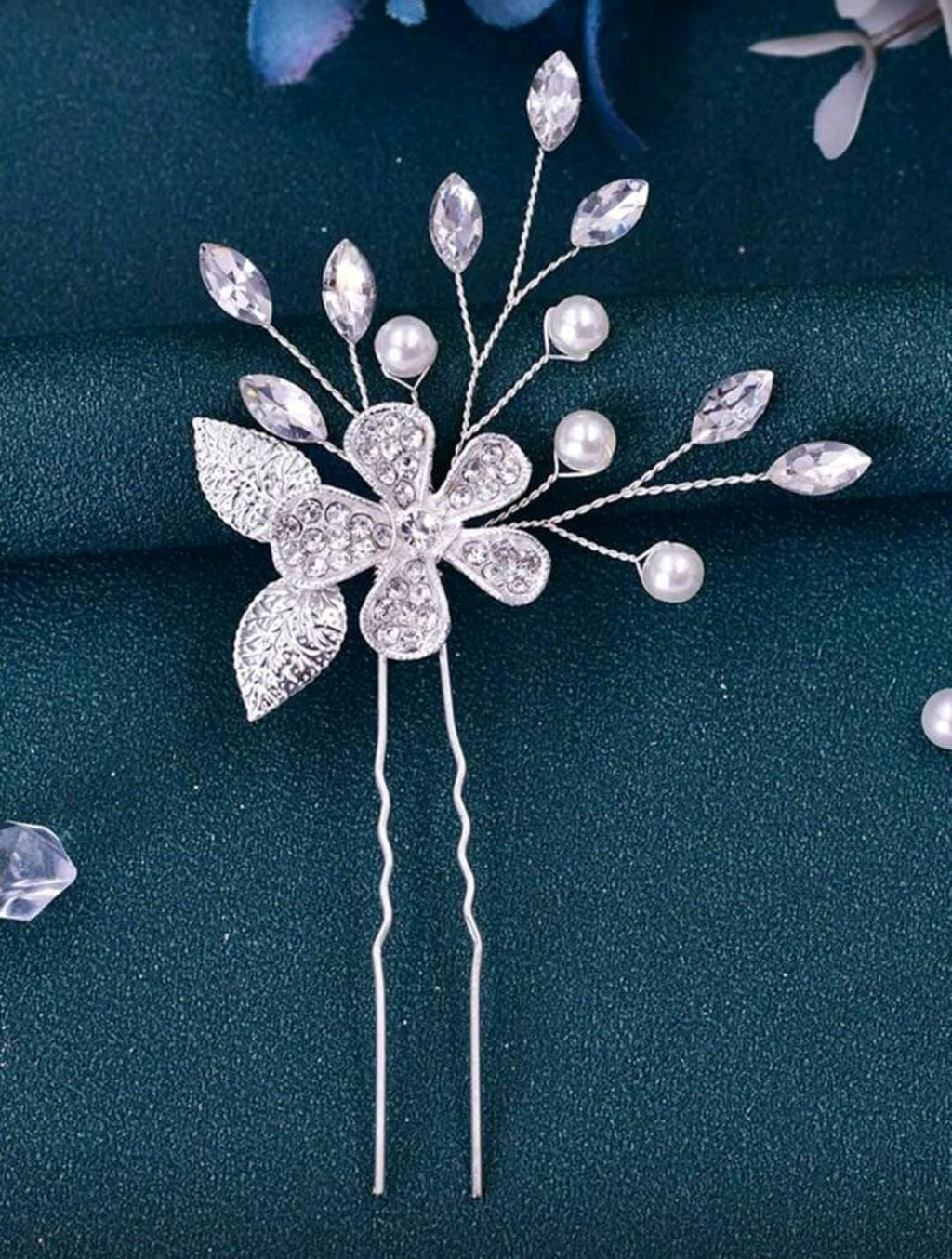 1pc Women's Handmade Silver Floral Rhinestone Inlaid U-Shaped Hairpin For Bridal Wedding Hair Accessory Elegant Hair Bun Hair Bun Maker Bun Hair Piece Hair Styling Pins, School Stuff, Flower , Vacation Outfits Woman